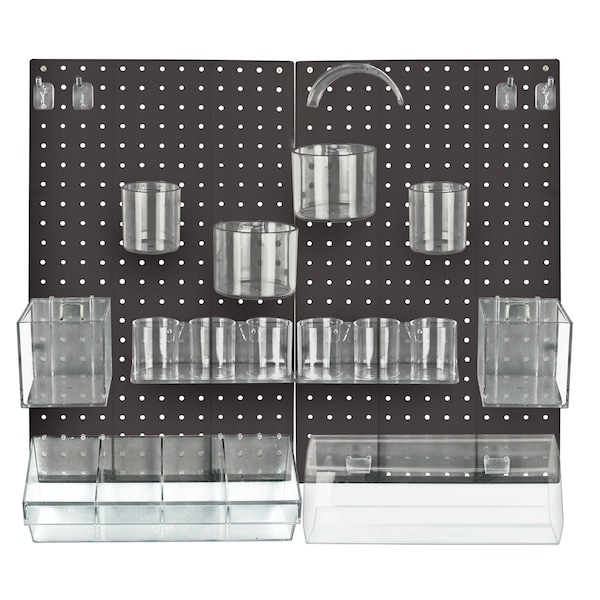 Azar Displays 24-Piece Black Pegboard Organizer Kit with 2 Panels and Accessory 900944-BLK - main